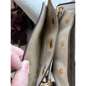 Tory Burch Petite Lee Radziwill Double Suede Leather Crossbody Bag Cream Women thumbnail 10