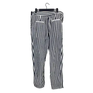 NWT Sans Souci Striped Lightweight Satin Feel Trouser Ankle Pant M Black White thumbnail 6