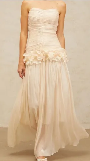 Miss Rosier Cream Dress Tan Size M thumbnail 1