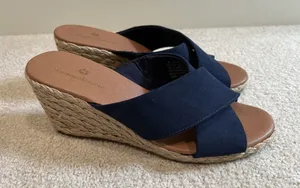 Tommy Bahama Stacey Navy Wedge Sandals Slides Espadrilles Womens Size 7.5 M thumbnail 1