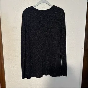 Old Navy Women's Gold‎ Metallic Long Sleeve Sweater Size Large V-Neck thumbnail 7