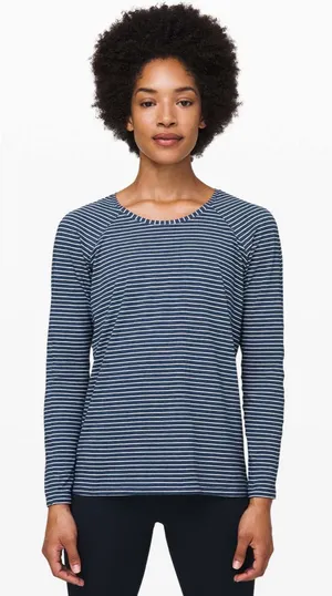 Lululemon Emerald Long Sleeve In Blue and White Sz 8 thumbnail 1