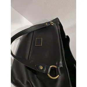 FRYE AND CO. Black Satchel Double Handles Detachable Strap Zipper Brass Hardware thumbnail 6