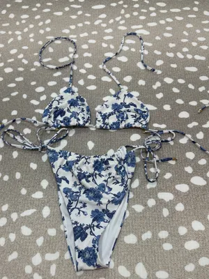 Abercrombie Bikini Set floral triangle tie top cheeky bottoms sides adjustable thumbnail 5