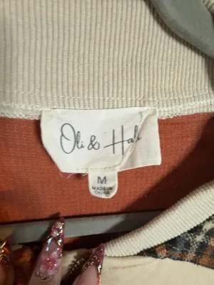 Oli & Hali WASHED COLORBLOCK ZIP FRONT BOMBER TERRY JACKET NWOT thumbnail 13