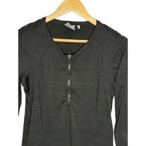 Athleta‎ Pacifica 1/4 Zip Long Sleeve Top Womens Medium Black Activewear Ruched thumbnail 2