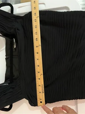 Tadashi Shoji Black Draped Mesh Evening Gown M thumbnail 11