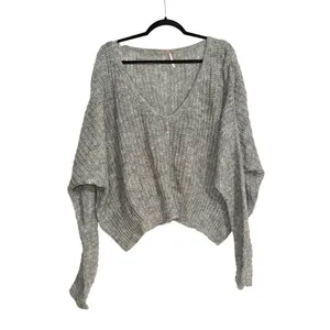 Free People Moonbeam Alpaca Blend Knit V-Neck Oversized Sweater MEDIUM thumbnail 4