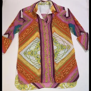VIPAVADEE STUNNING Luxury Designer PRINT BUTTON FRONT‎ SHIRT 3/4 SLEEVES SZ S thumbnail 3
