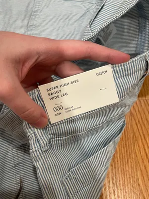 NWT American eagle blue and white striped wide leg jeans thumbnail 3