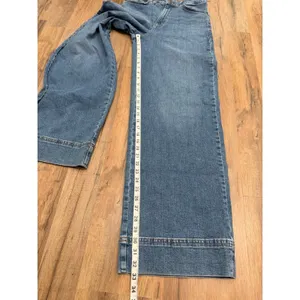 Lee High Rise Wide Leg Cuffed Jeans Women's Size 8‎ Long Light Wash Denim thumbnail 8