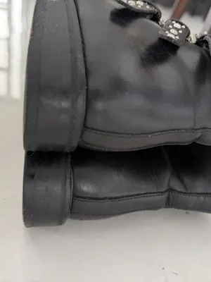 MAJE Leather Biker Boots EU 37: US 6.5 UK 4 Black Studded Buckle Straps Womens thumbnail 8