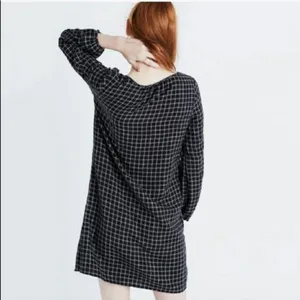 Madewell Signal Tunic Shift Dress Hayden Black White Windowpane Plaid Cotton M thumbnail 4