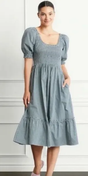 The Hill House Home Louisa Nap Midi Dress in Emerald Green Gingham (Size Small) thumbnail 1