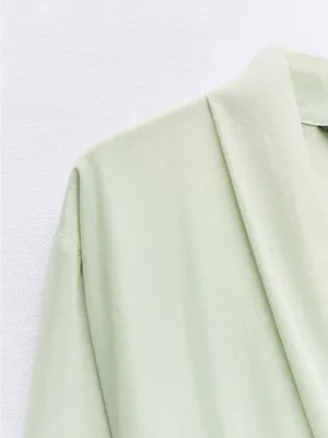 Zara Light Sage Green Wrap Robe Dress thumbnail 9