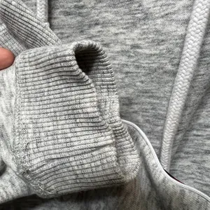 Hollister Crop Hoodie‎ Sweatshirt Striped Sleeve Raw Hem Gray Medium thumbnail 5