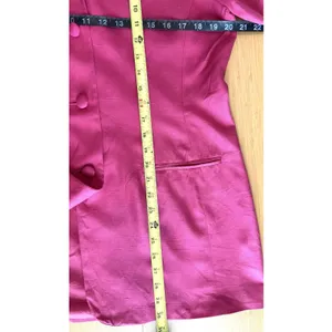 Vintage Marianna Womens 12 Hot Pink 100% Silk Short Sleeve Blazer Jacket 90s thumbnail 6