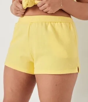 Victoria's Secret PINK Ivy Fleece Rolled Hem Shorts Yellow XL NWT thumbnail 1