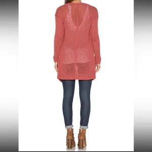 FREE PEOPLE Sz S SIMPLY SIENA OPEN FRONT CARDIGAN SWEATER ROSE PINK thumbnail 2
