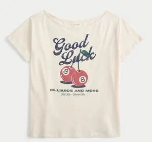 Hollister Oversized Off-Shoulder Graphic Tee thumbnail 1
