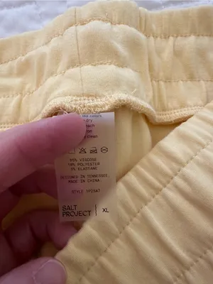 Salt Project Soft Wide-Leg Pants with Elastic Waist in Pale Yellow size XL thumbnail 5
