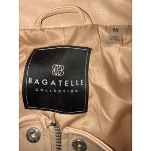 Bagatelle Collection Womens Faux Leather Moto Biker Jacket Peach Beige M Edgy thumbnail 4