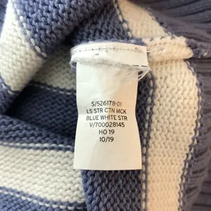 GAP Womens Sweater Tunic Mock Neck Striped Blue White XL thumbnail 4