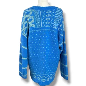 Free People Oversized Fair Isle Tunic Snow Day Pullover Wool Blend Sweater XL thumbnail 5