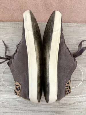 Lucky Brand Loucia Gray Suede Leopard White Midsole Lace Up Sneaker 7.5 $80 thumbnail 5