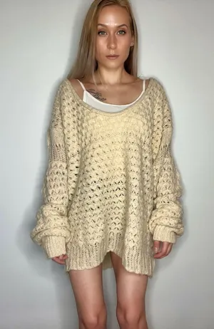 Free People Knit Cream Sweater thumbnail 1