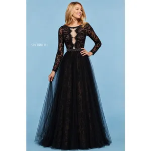 Sherri Hill 53565 Black Lace Open‎ Back Gown Size 4 NWT $750 thumbnail 2