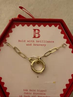 a new day Gold-Tone Paperclip Chain Necklace with Circular Clasp thumbnail 2