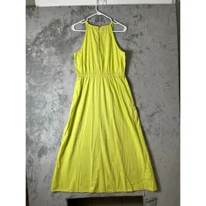 Loft Lime Green Halter Maxi Dress Sleeveless Tie Waist‎ Summer Resort Small New thumbnail 4