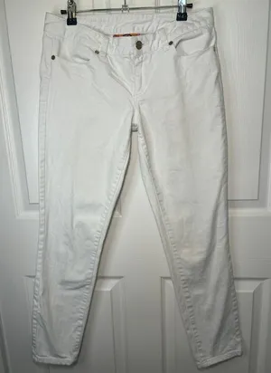 Tory Burch White Super Skinny Jean Zipper Ankle Detail Size 28 thumbnail 1