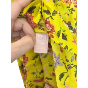 Cinq à Sept Dress Size 0 Provence Katz Floral Back Zip Yellow Satin Finish thumbnail 11