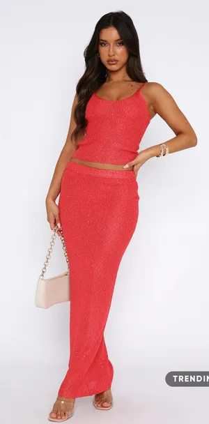 White Fox Boutique Red Sequin Set thumbnail 1
