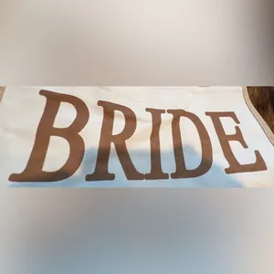 Bride | wedding, bridal, bride tote bag. Tan thumbnail 10