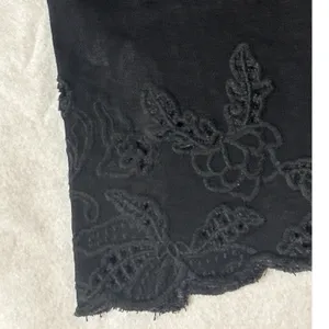 William Rast Black Embroidered Crop Flare Jeans Size 25 Boho Scalloped Hem Denim thumbnail 6