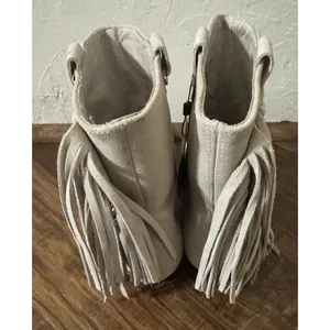 y2k style NWT ZARA Cowboy Ankle‎ Boots with Fringe 6.5 100% Leather Boho Sweet thumbnail 4