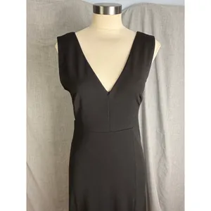 Birdy Grey Black V Neck Sleeveless Maxi Dress Side Slit Formal‎ Evening M thumbnail 2