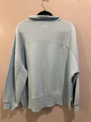 American Eagle Big Hug Henley Pullover Sweatshirt Light Blue thumbnail 3