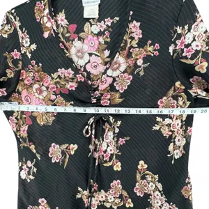 Fashion Bug Vintage 90s Floral Babydoll Top L Cinched Bust Y2K Romantic Fairy Grunge Blouse thumbnail 5