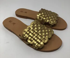 Mi.iM Cross-Hatch Golden Slip On Sandals Size 8 Slides Party Night Out Summer thumbnail 2