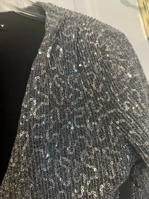 Zara Metallic Silver Twist-Front Long-Sleeve Crop Top thumbnail 6
