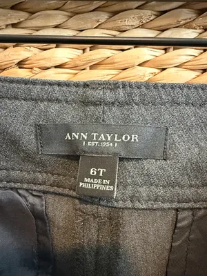 Ann Taylor Mid-Rise Gray Flare Woven Career Dress Pant Trouser, 6 Tall thumbnail 6
