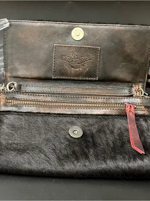 FREEBIRD By Steven Lola Black Calf Hair Leather Wallet Clutch Crossbody Bag thumbnail 4