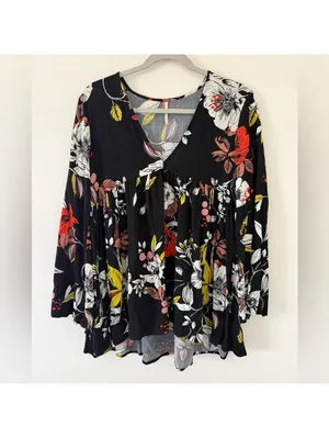 Free People Bella Floral Bell Sleeve Tunic Mini Dress women’s size small thumbnail 4