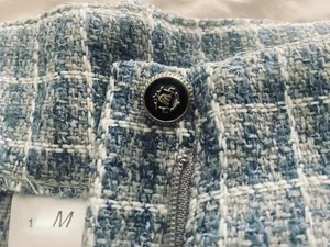 SheIn Light blue plaid tweed shorts thumbnail 3