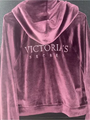 Victoria's Secret Velour Zip up Hoodie in Plum thumbnail 3