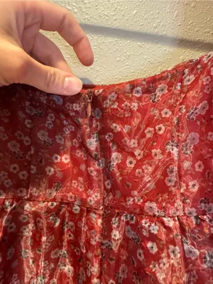 Altar’d State Romantic Rust Floral Sheer Puff Sleeve Mini Dress - Size Small thumbnail 5